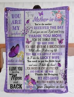 To My Mother-In-Law You Are His Lovely Mother Fleece Blanket Animal Gift For Family,Birthday,Mother,Butterflies - Thegiftio UK
