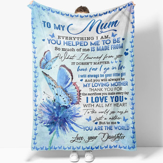 To My Mum You Are The World Fleece Blanket, Meaningful Mother's Day Gift, Mother's Day Gift From Daughter To Mom, - Thegiftio UK
