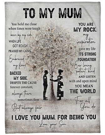 To My Mum You're My Rock Fleece Blanket, Meaningful Mother's Day Gift, Mother's Day Gift From Son To Mom, Home Decor - Thegiftio UK