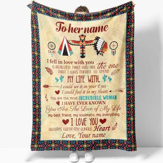 To My Native American Wife You're The Most Incredible Woman Fleece Blanket Gift For Wife From Husband Home Decor - Thegiftio UK