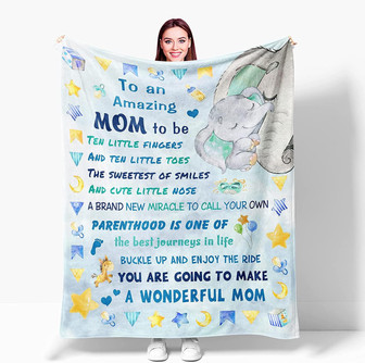 New Mom Gifts for Women, Mom To Be Blanket, Pregnancy Gifts for First Time Moms Mommy Expecting Mother, Elephant Fleece Throw Blankets - Thegiftio