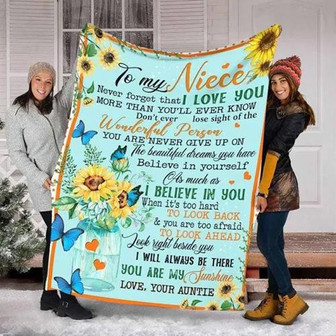 To My Niece Art Print Butterfly And Sunflower Blanket, Blanket For Girl, Gift For Daughter, Birthday Gift. - Thegiftio UK