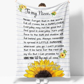 To My Niece Blanket From Aunt, Custom Sunflower Niece Blanket, Christmas Birthday Graduation Blanket - Thegiftio UK
