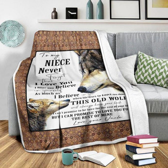 To My Niece Blanket, Wolf Blanket, To My Niece Fleece, To My Niece, Niece Blanket Gift, Niece Gift From Uncle - Thegiftio