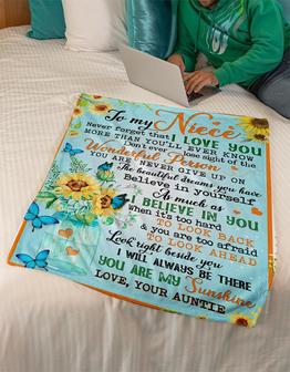 To My Niece - Sunflower Never Forget That I Love You Blanket Gift For Niece From Auntie Birthday Gift Home Decor - Thegiftio UK