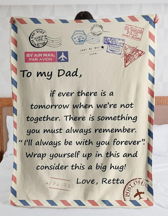 Personalized Air Mail Letter to Dad Love Children's Name, To My Dad Blanket, Gift for Father, Postcard Blanket to Dad from Kid - Thegiftio UK