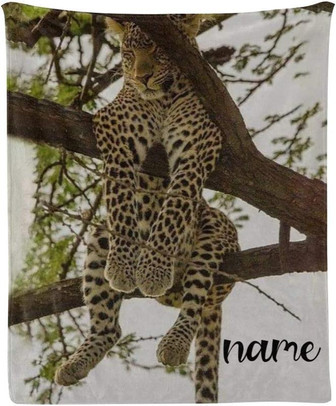 Personalized Animal Sleeping Leopard Super Soft Fleece Throw Blanket for Couch Sofa Bed - Thegiftio UK