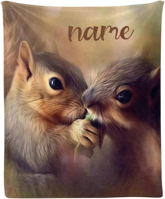 Personalized Animal Squirrel Sweet Super Soft Fleece Throw Blanket for Couch Sofa Bed - Thegiftio UK