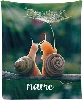 Personalized Animal Sweet Snail Super Soft Fleece Throw Blanket for Couch Sofa Bed - Thegiftio UK