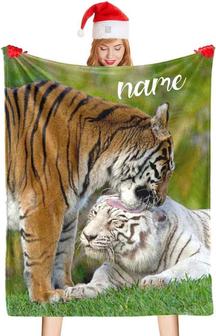 Personalized Animal Tiger Sweet Super Soft Fleece Throw Blanket for Couch Sofa Bed - Thegiftio UK