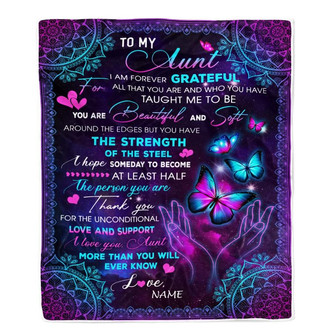 Personalized To My Aunt Blanket From Niece Nephew You Are Beautiful Butterfly Aunt Birthday Mothers Day Christmas Customized Fleece Throw Blanket - Thegiftio UK