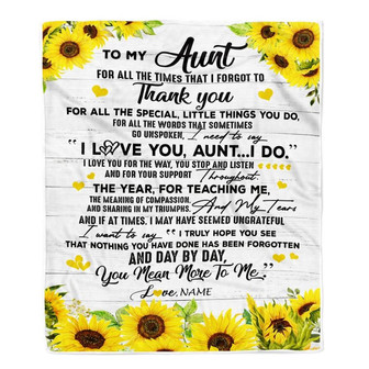 Personalized To My Aunt Blanket From Niece Nephew Thank You For All Wood Sunflower Aunt Birthday Mothers Day Christmas Customized Bed Fleece Throw Blanket - Thegiftio UK