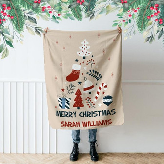 Personalized Baby Fist Christmas Gift, Christmas Blanket, New Year Gift, Family Blanket - Thegiftio UK