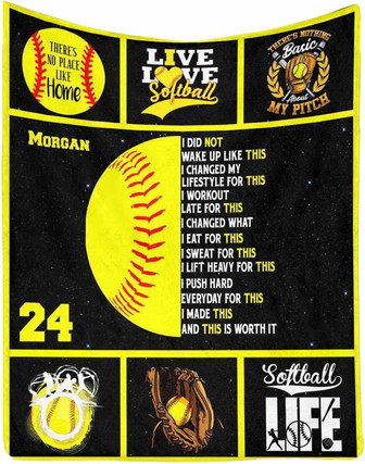 Personalized Blanket to My Son or Grandson, Softball Sports Lover Blanket Throws for Bed Size - Thegiftio UK