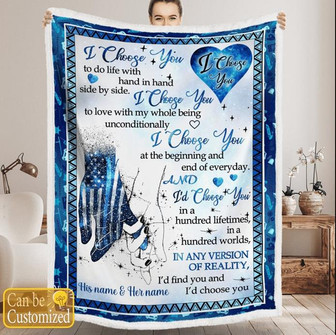 Personalized I Choose You Police Fleece Blanket Christmas Gift Awesome Custom Blanket, Husband And Wife blanket - Thegiftio