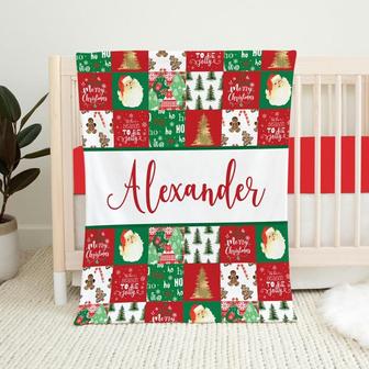 Personalized Christmas Baby Blanket, Baby Name Blanket, Christmas Baby Gifts, First Christmas Gift - Thegiftio UK