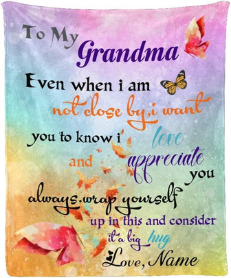 Personalized Colorful Butterflies to My Grandma Super Soft Fleece Throw Blanket for Couch Sofa Bed - Thegiftio UK
