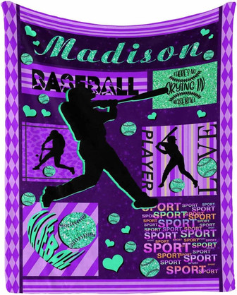 Personalized Custom Baseball Boy Men Sports Throw Blanket for Adults, Teens, Children & Kids Son Grandson Nephew - Thegiftio UK