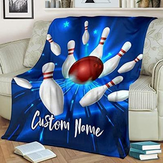 Personalized Custom Name Bowling Blanket - Bowling Fleece Blanket - Bowling Blanket Gifts for Adult Kid, Bowling Lovers - Thegiftio UK