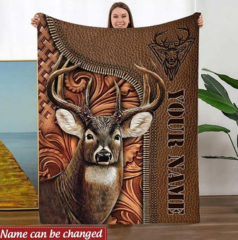 Personalized Custom Name Deer Hunting Blanket, Birthday Gift, Deer Hunting Blanket, Christmas Gift - Thegiftio UK
