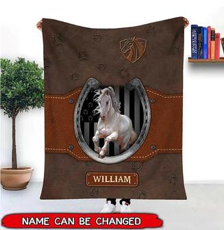 Personalized Custom Name Horse Lover Blanket, Birthday Gift, White Horse Is Jumping Blanket, Christmas Gift - Thegiftio UK