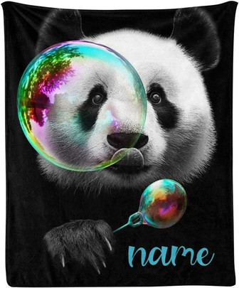 Personalized Cute Animal Panda Super Soft Fleece Throw Blanket for Couch Sofa Bed - Thegiftio