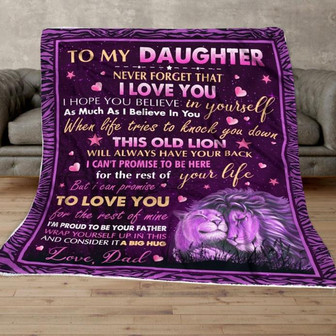 Personalized To My Daughter Purple Lion Blanket, To My Daughter Blanket From Dad Mom, Custom Gifts For Daughter, Customized Name Blanket - Thegiftio UK