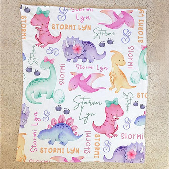 Personalized Dinosaur Baby Blanket, Gift For Baby Toddler - Thegiftio UK