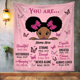 Personalized God Says You Are Blanket, You Are Beautiful, You Are Strong, You Are Enough, Personalized Hair and Skin Color, Gift for Girl, Women - Thegiftio UK