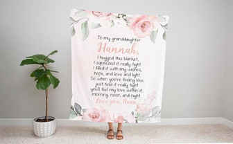 Personalized Granddaughter Blanket, To My Granddaughter, Christmas Gift Granddaughter, Granddaughter Gift, Personalized Blanket, Pink Floral - Thegiftio UK