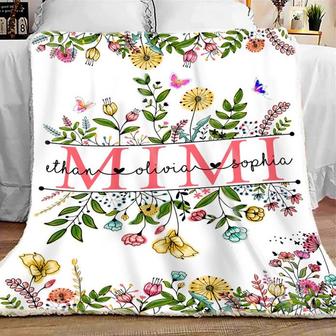Personalized Grandma Blanket, Wildflowers Mimi And Grandkids Blanket, Grandma Blanket With Grandkids Names - Thegiftio UK