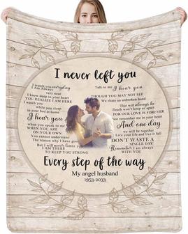 Personalized I Never Left You Memorial Gifts for Loss of Wife Husband, Custom Remembrance Bereavement Gifts Sympathy Blanket with Photo & Name - Thegiftio UK