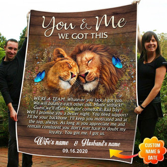 Personalized You And Me We Got This Lion Fleece Blanket - Thegiftio UK
