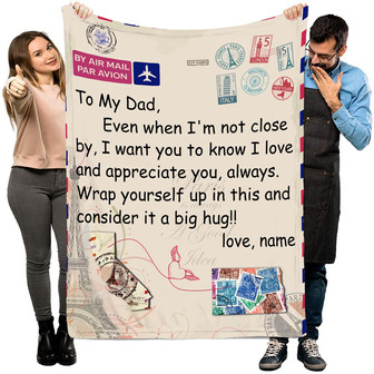 Personalized Long Distance Blanket for Dad, Custom Any Relationship or Name, Gift From Daughter Son - Thegiftio UK