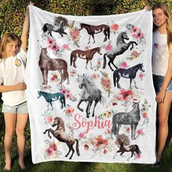 Personalized Name Blanket, Horse Blankets, Horse Baby Blankets, Birthday Gifts Blanket, Custom Kids Blankets - Thegiftio UK