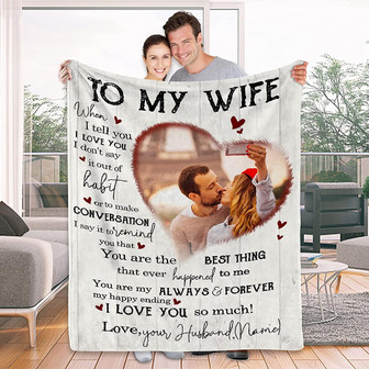 Personalized Name And Photo To My Wife Blanket from Husband, Gifts for Her from Husband for Christmas, I Love You Blanket for Wife - Thegiftio UK