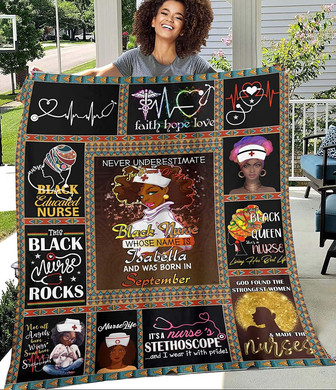 Personalized Name Proud Black Nurse Fleece Blanket Nursing Afro American African Africa Gifts for Registered Nurses Mom Wife Daughter - Thegiftio UK