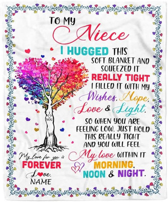 Personalized to My Niece Blanket from Aunt Auntie Uncle I Hugged This Soft Birthday Thanksgiving Christmas Customized Fleece - Thegiftio UK
