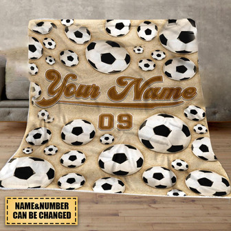 Personalized Soccer Fleece Blanket, Gift For Soccer Lover, Birthday Gift - Thegiftio