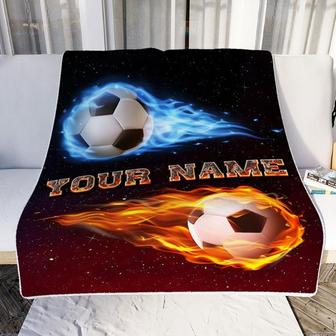 Personalized Soccer Throw Blanket, Custom Blankets with Name, Customized Gifts To My Grandson Blankets, Soccer Customized Name - Thegiftio UK