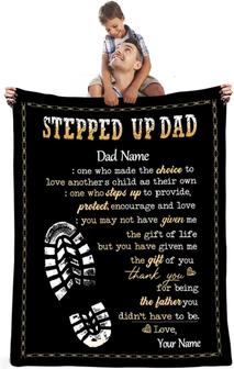 Personalized Stepped Up Dad Blanket, Happy Father's Day Blanket. Best Gift for Step Dad - Thegiftio UK