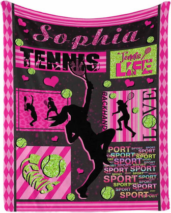 Personalized Tennis Player Gifts for Women Sports Themed (Girl) Soft Throw with Blanket Gift for Tennis Yellow Lovers - Thegiftio