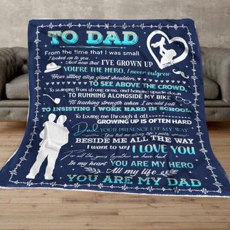 Personalized Throw Blanket, To My Dad Blanket, In My Heart You Are My Hero Blanket For Fathers Day - Thegiftio UK