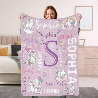 Personalized Unicorn Blanket for Girls Name Blankets for Boys Kids Baby Women Personalized Throw Blanket with Text Custom - Thegiftio UK