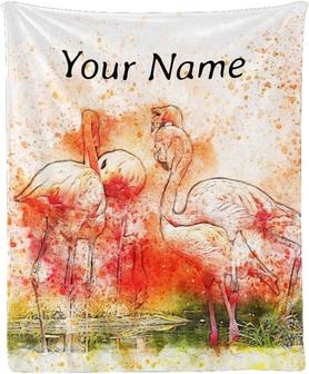 Personalized Watercolor Animals Flamingo Super Soft Fleece Throw Blanket for Couch Sofa Bed - Thegiftio UK