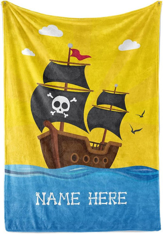 Pirate Ship Custom Fleece and s - Personalized Pirates Hat and Flag Themed Blanket - Thegiftio