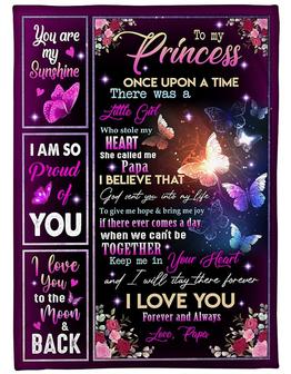 To My Princess I Love You Butttefly Blanket Gift for Granddaughter From Papa Birthday Gift Home Decor Bedding Couch - Thegiftio UK