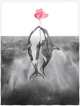 QH Two Lovely Whales with Balloon Throw Blanket Super Soft Lightweight Blanket for All Seasons - Thegiftio UK