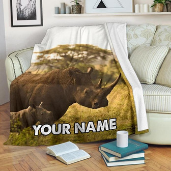 Rhinoceros Blanket -Rhinos Throw Blanket - Rhinoceros Fleece Blanket - Rhinos Adult Kid Blanket - Rhinoceros Gifts Her Him - Thegiftio UK