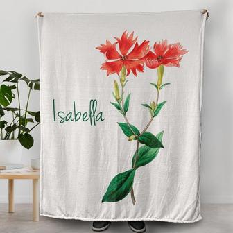 Rose Campion Flower Blanket, Custom Name Blanket on the Blanket, Retro Design Blanket, Modern Homes, Gift for Her Birthday - Thegiftio UK